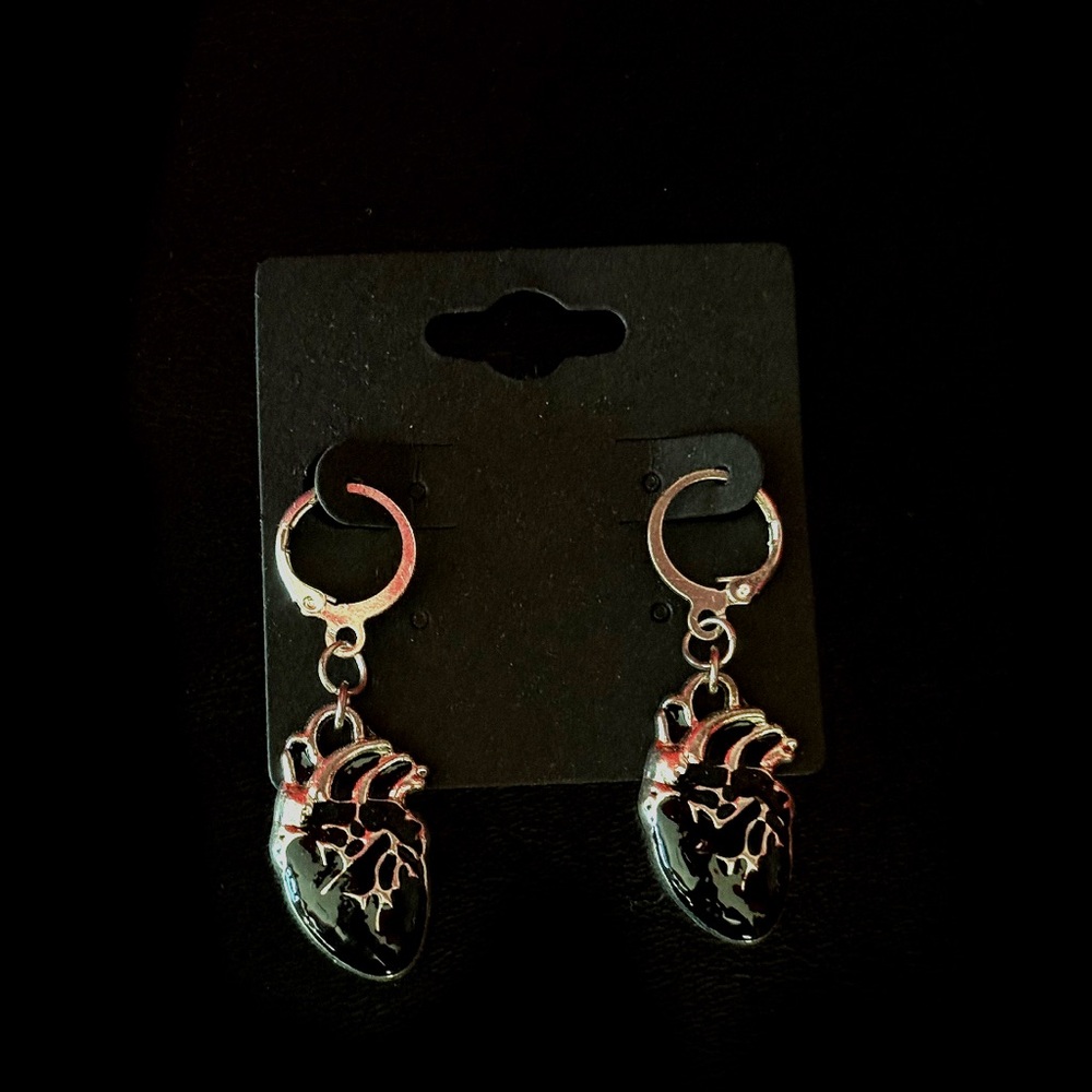 Handmade Black Heart Earrings